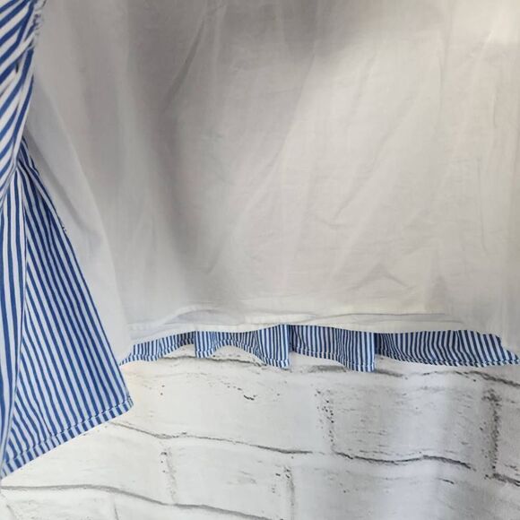 J. Crew Striped Embroidered Floral Mini Shift Dress Blue & White Size Small - Picture 7 of 15